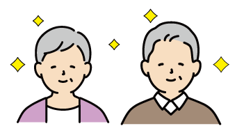 喜ぶ高齢男性と女性